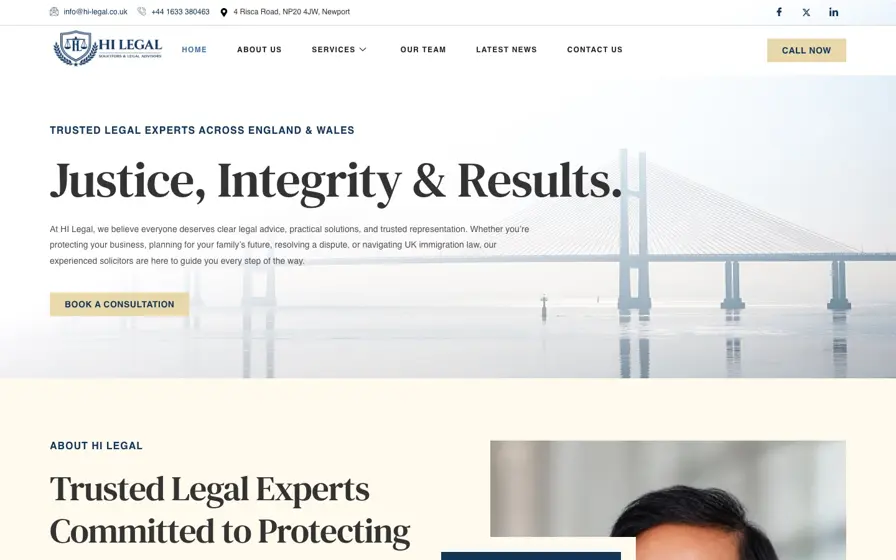 HI Legal, Solicitors Website homepage